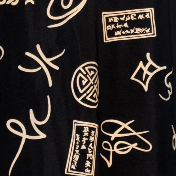 QVC Susan Graver Style Asian Theme Long Jacket Lustra Knit Medium Black Gold - Picture 6 of 13